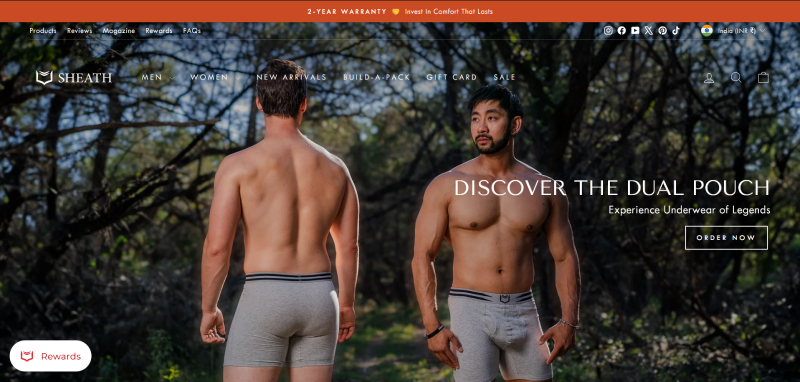 Sheath Underwear WooCommerce store developed by Kwalsys